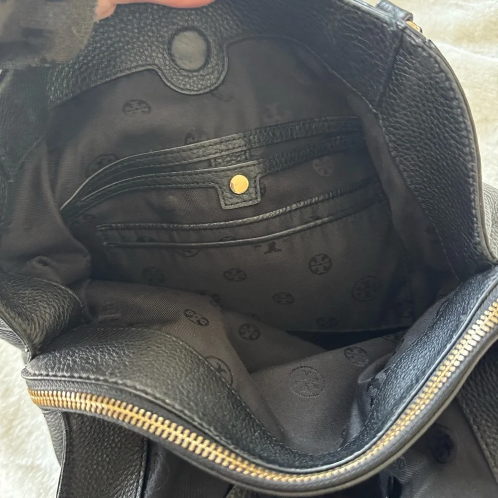 Tory Burch black leather gold chain Harper Tote shoulder handbag purse